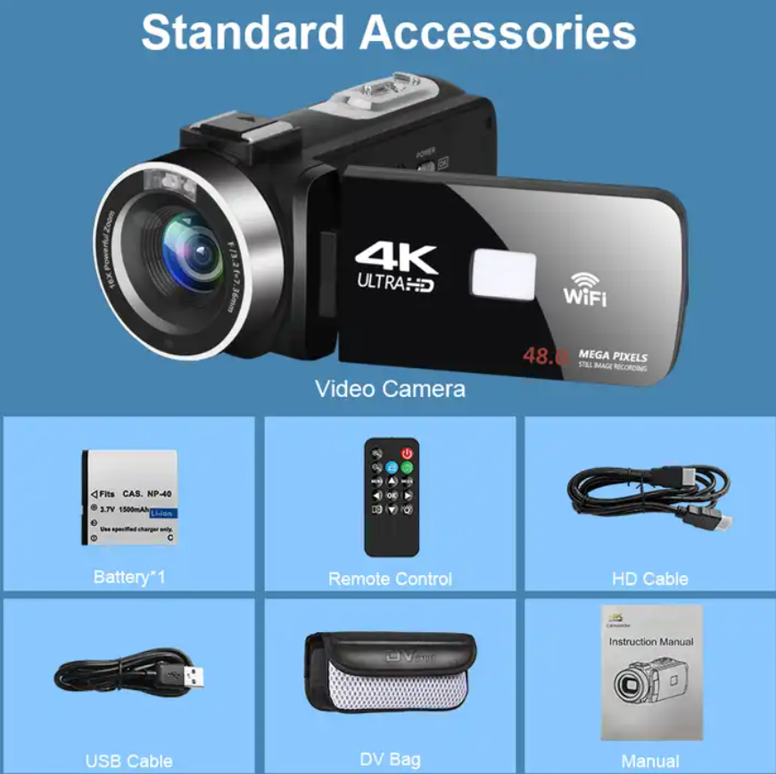 Professional 4K Camcorder Video Camera Hd Wifi Infrared Night Vision Video Camera 4K With Live Stream