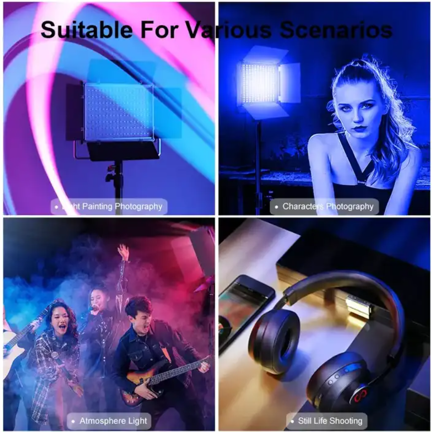 RGB LED Video Light Photography Lighting Remote Control Highlight Lamp Beads 3200-6500K US EU Plug+EU Adapter for YouTube