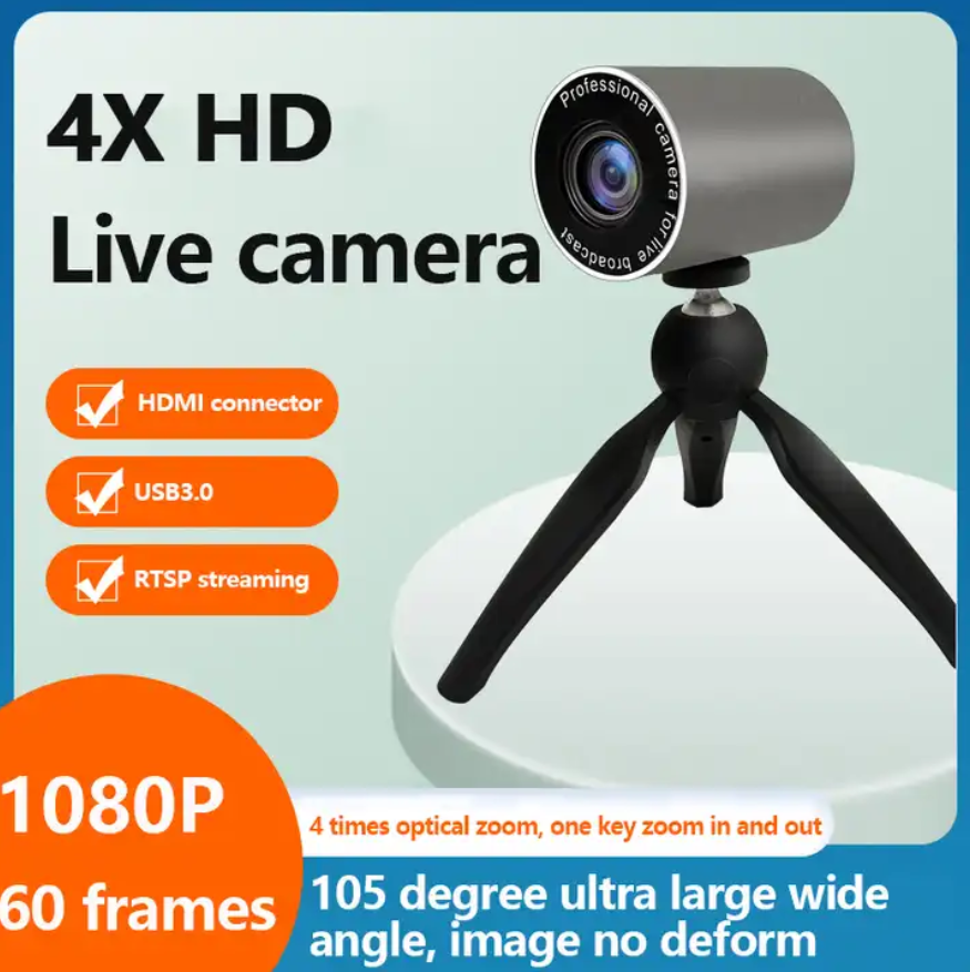 4X 10X Optical Streaming Youtube Video Camera 4K with Live Stream Video Camera for Live Streaming