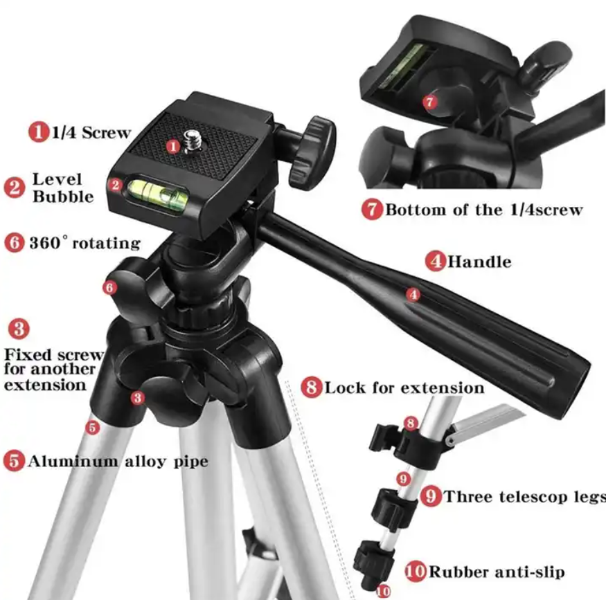 3110 Camera Tripod SLR Camera Photography Live Tripod, Retractable 360 All Rotating and Folding