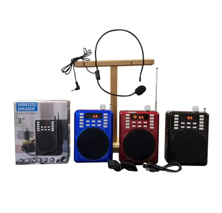 KTX-1601 Personal Sound Box with Headset FM AM Radio Speaker Video Recording Karaoke Microphone Handheld Stereo Amplifier