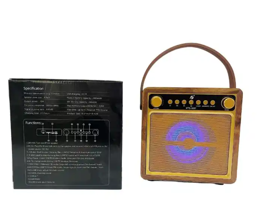 10W Retro Radio With Microphone Kts Subwoofer Sound System Party Box Mini Karaoke Speaker Audio Stereo Speakers