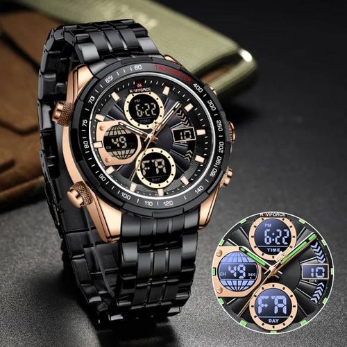 Stainless Steel Stylish Waterproof Watch - Black