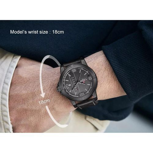 Men's Leather Straps Watch-Black