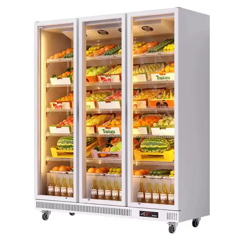 New Commercial Refrigerator Used For Fruits and Vegetables Glass Door Display Cases