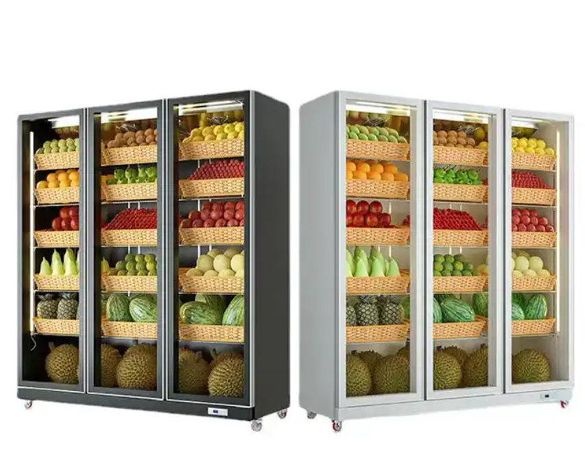 New Commercial Refrigerator Used For Fruits and Vegetables Glass Door Display Cases