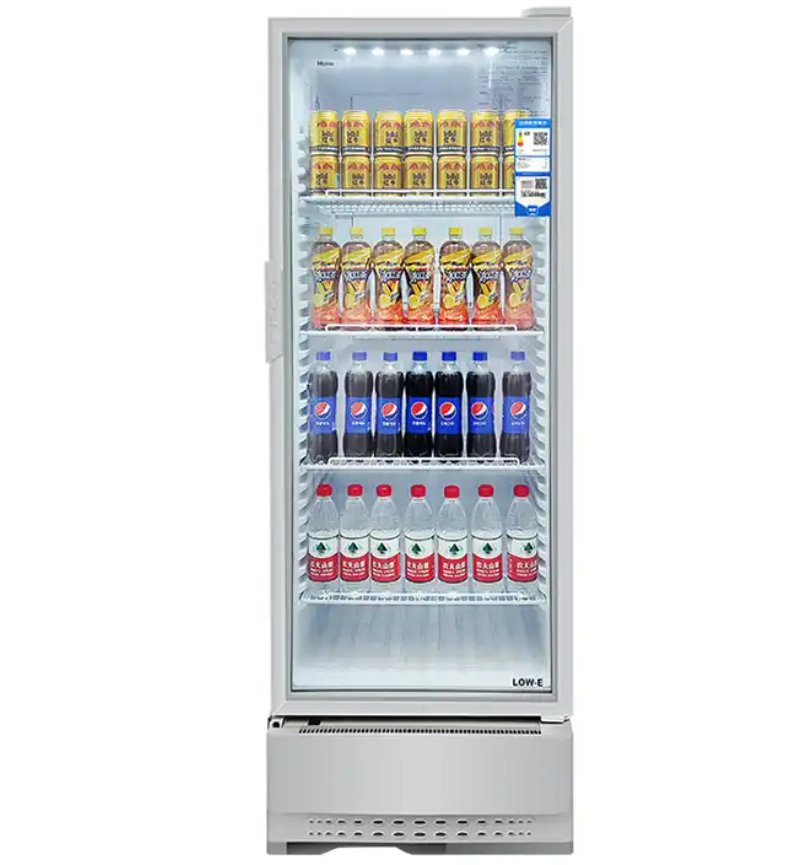 Single door commercial soft drink beverage chilling storage display cooler cabinet refrigerator 300L