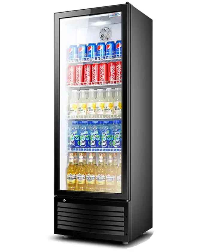 Single door commercial soft drink beverage chilling storage display cooler cabinet refrigerator 300L