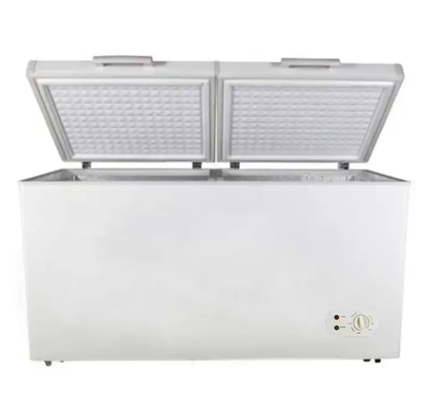 450L White Chest Double Door Deep Freezer Commercial Food Storage Freezer