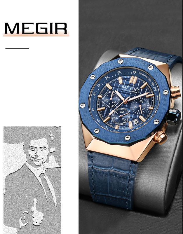 MEGIR 2213 Business Quartz Watch Men Waterproof Wristwatch