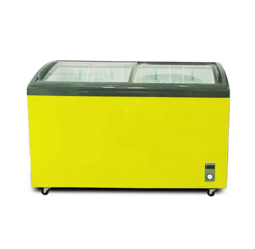 Glass Top Open Door Horizontal Deep Freezer For Ice Cream Display