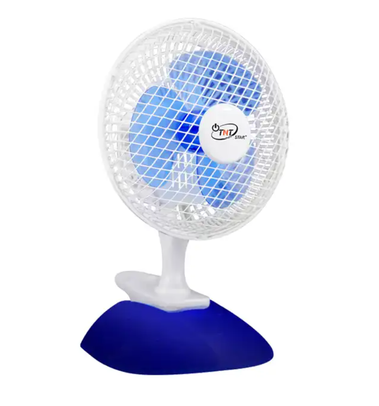 TNTSTAR- BLUE New 6 inch rechargeable mini table fan rechargeable electric fan table floor fan vertical