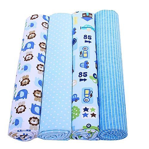 4 Set Of New Baby Born Reciever Sheets - Blue