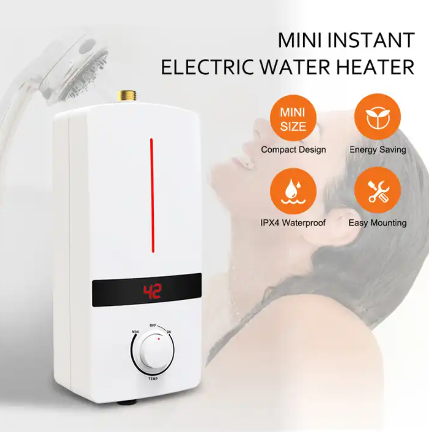 CE 220V Low Power Mini Tankless Electric Hot Water Heaters Instant Hotel Kitchen Bath