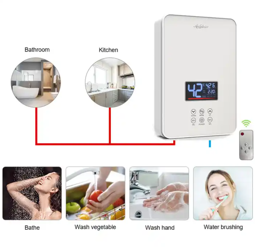 Digital LED Temperature Display Bathroom Instant Hot Electric Under Sink Water Heater