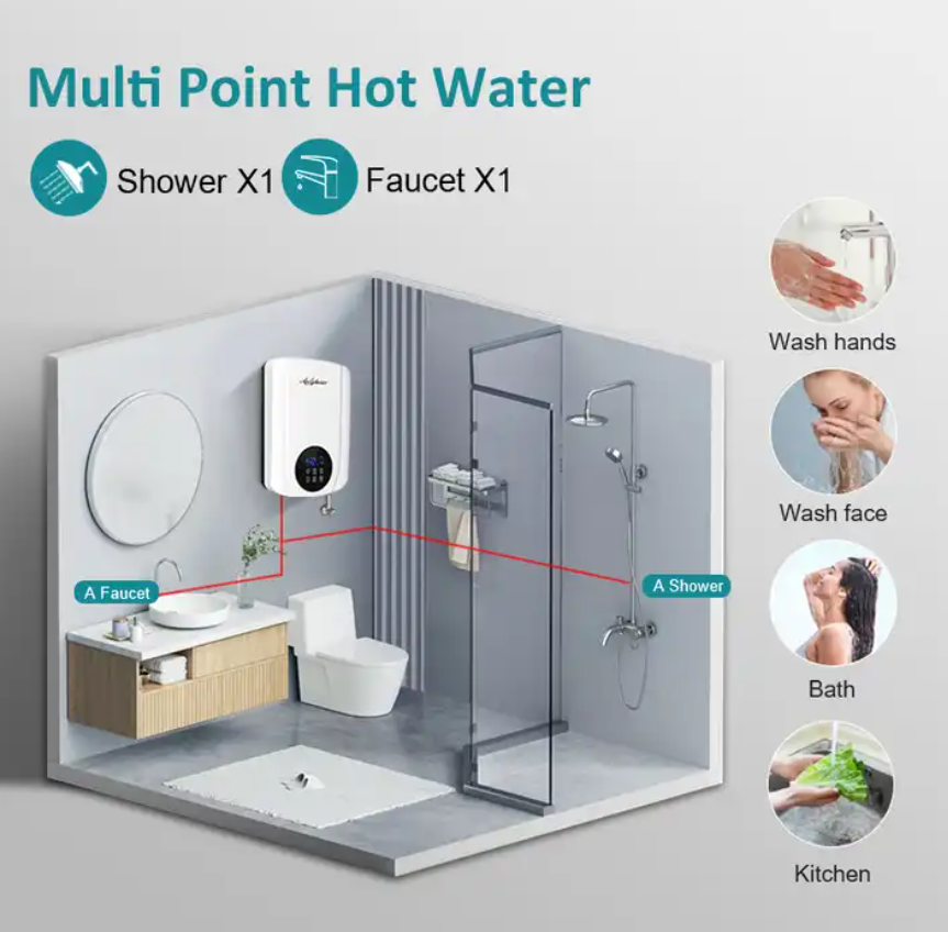 Domestic 220V Single Phase Electric Instant Tankless Hot Water Heaters Include Pump