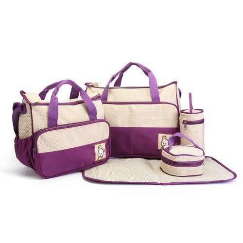 5Pcs Set Baby Diaper Bag And Waterproof - Purple