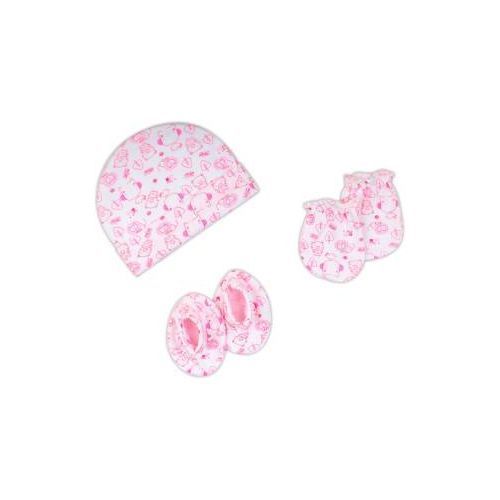 A Set of Baby Cap Mittens Socks - Pink