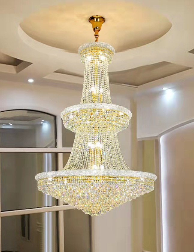 Traditional Fancy Golden Basket Chandelier Empire Crystal Lighting