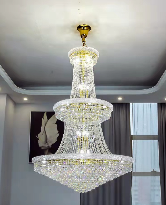 Traditional Fancy Golden Basket Chandelier Empire Crystal Lighting