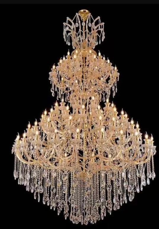 Modern LED Luxury Chandeliers , Large Gold Crystal Chandelier For Banquet Hotel