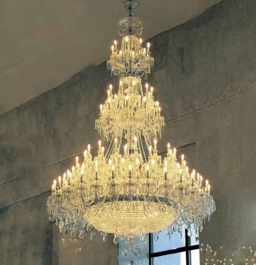 Modern LED Luxury Chandeliers , Large Gold Crystal Chandelier For Banquet Hotel