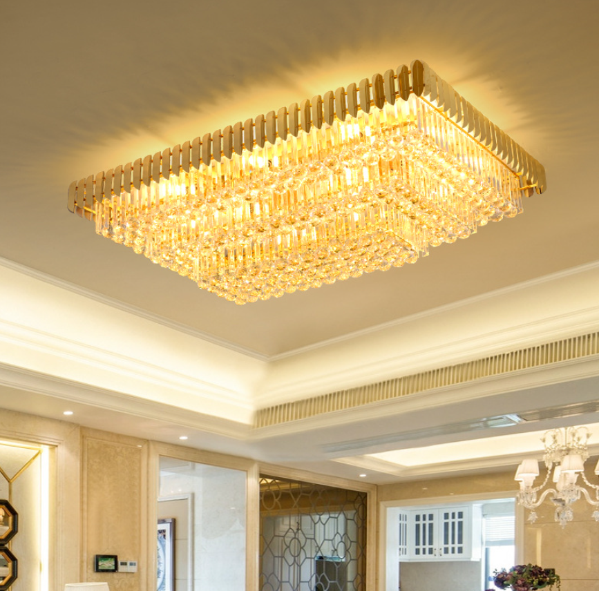 Luxury Large Modern Rectangular Chandelier Lobby Banquet Ceiling Light Hotel Lamp