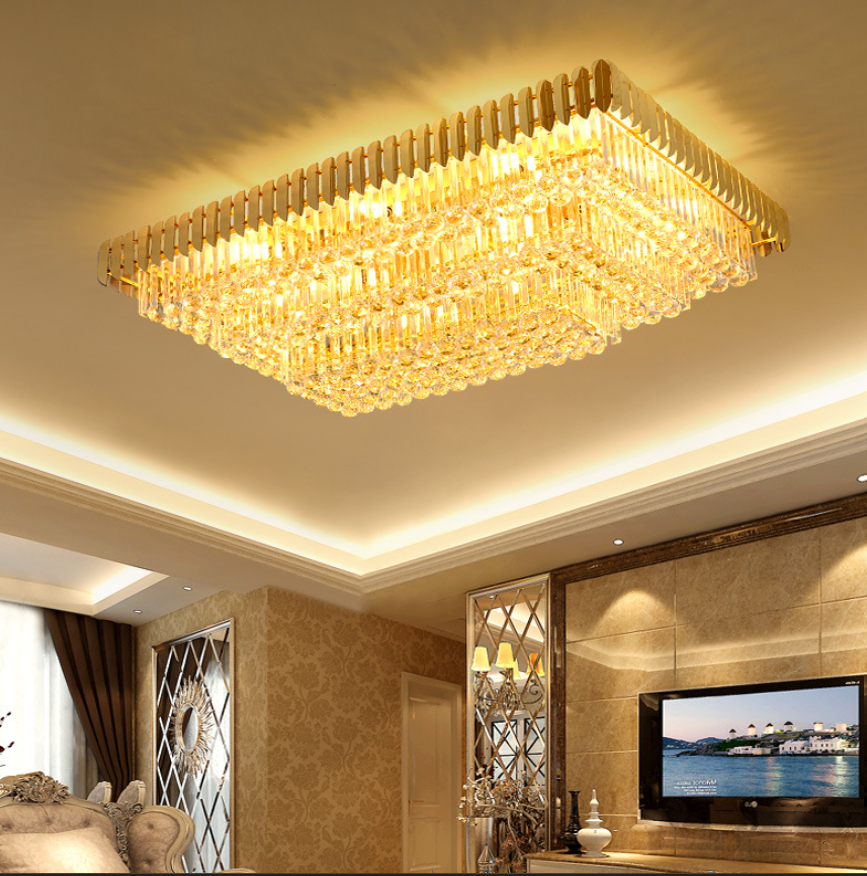 Luxury Large Modern Rectangular Chandelier Lobby Banquet Ceiling Light Hotel Lamp