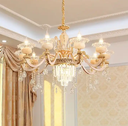 Lighting European Luxury Modern Big Golden Crystal Glass Staircase Villa Living Room Chandeliers