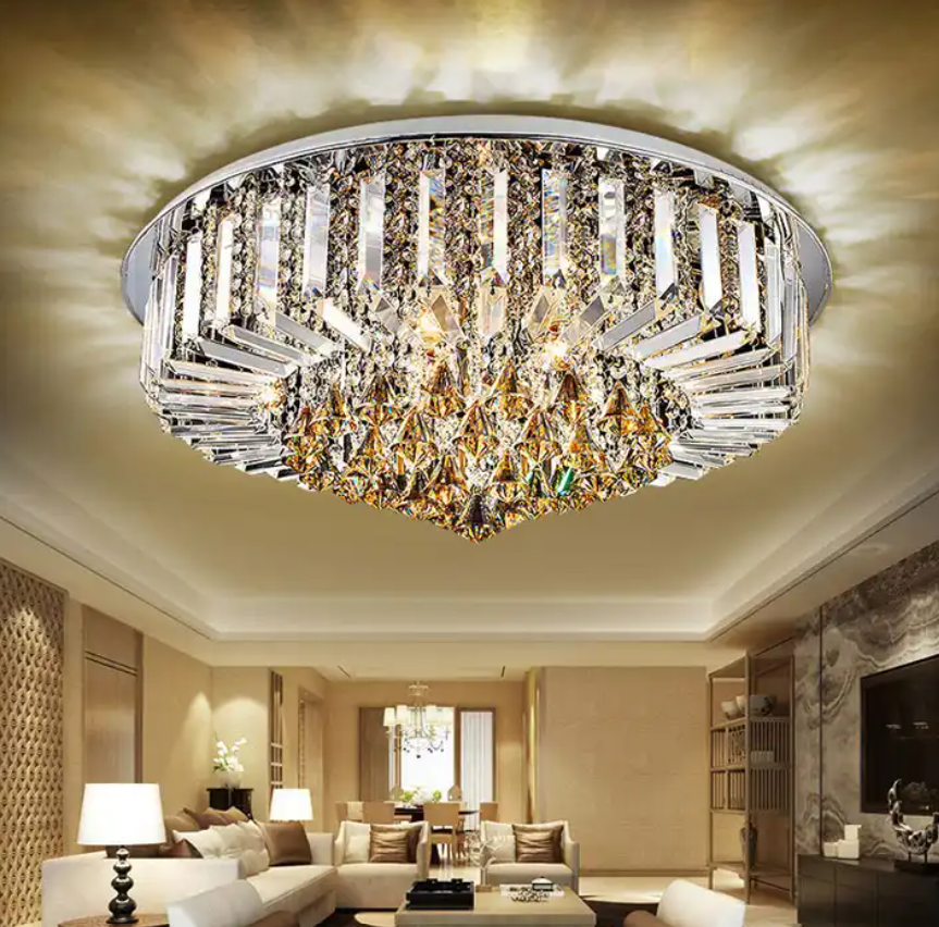 Modern Style Living Room Large Hotel Gold Wedding Luxury Crystal Ceiling Chandeliers LED Crystal Pendant Light >= 2 pieces