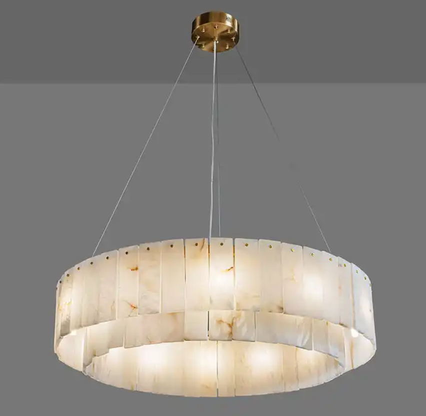 Modern Chinese light luxury alabaster chandelier natural marble lamp villa living room lamps