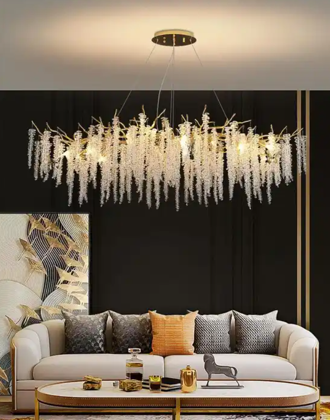 Luxury Crystal Round 600 800 1000mm Long 1200mm Living Room Dinner Room Hotel Chandelier & Pendant Lights