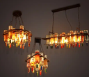 Creative lampada Industrial style art decor iron glass wine bottle bar coffee clubs chandelier pendant lamp