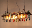 Creative lampada Industrial style art decor iron glass wine bottle bar coffee clubs chandelier pendant lamp