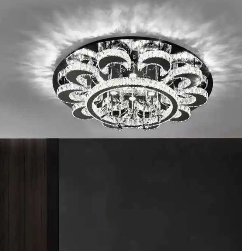 Luxury Modern Design home living room Custom Fancy Golden LED K9 Crystal Chandelier Lamp Round Ceiling Light