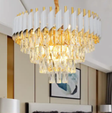 Round indoor luxury ceiling chandelier black gold LED home modern crystal Chandeliers & Pendant Lights