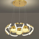 Popular Style Gold Modern Design Glass Gold Industrial Hanging Light Chandelier Pendant Led Ring Light