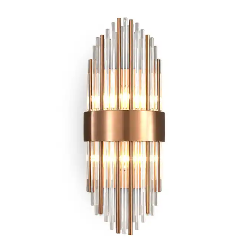 Post-modern copper light luxury living room aisle staircase bedroom bed rose gold simple Nordic creative wall lamp