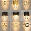 Living Room Bath Side Luxury Gold Black Lights Lamps K9 Crystal Wall sconce