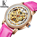 IK Colouring 98465G2 Women Luxury Automatic Mechanical Wristwatch Elegant Luminous Skeleton Self-wind Watches for Lady