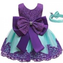 Kids Princess Dress Plus Headband, Blue, Purple