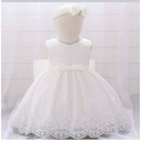 Princess Kids Dress With Headband, White