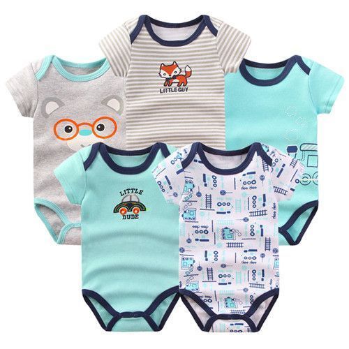 5 Piece Baby Overall Bodysuits - Multiple Designs