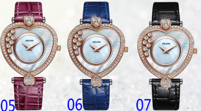 AILANG 8810L Elegant Stone Rose Gold Lady Quartz Watches Analog Wristwatch for Women Heart Dial Women's Watch