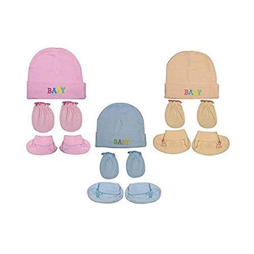 Baby Cap Mittens & Socks - Pink