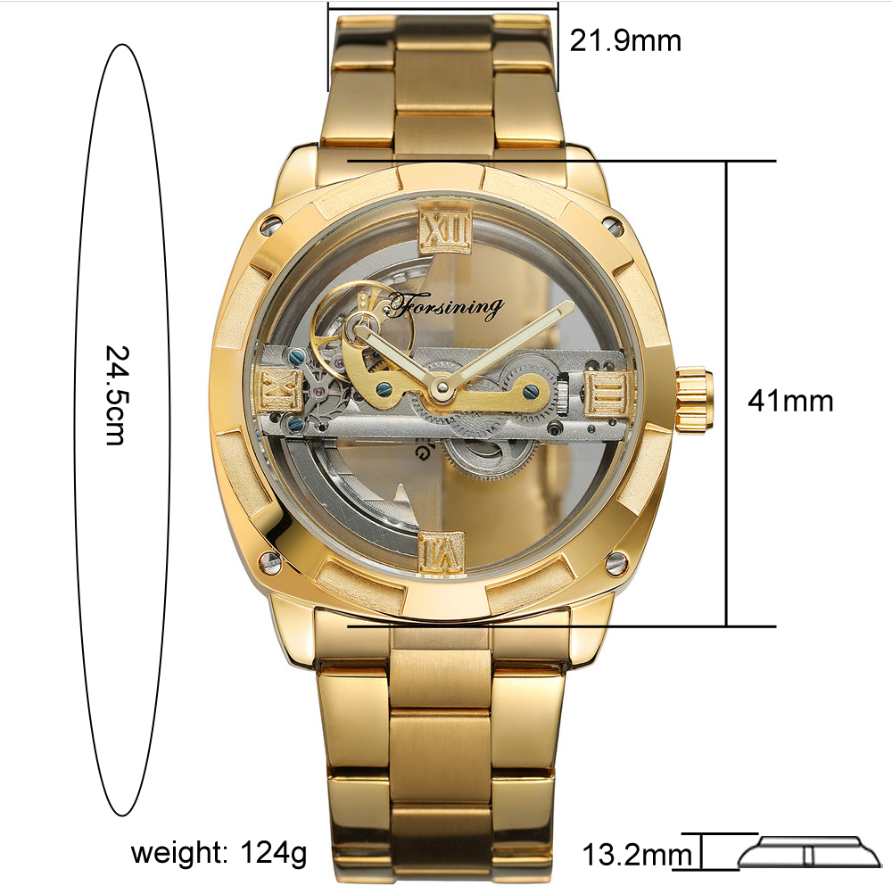 FORSINING 207 Men Automatic Mechanical Casual High Quality Watch Band Stainless Steel