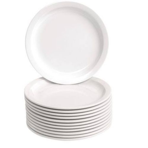 12 Pieces Melamine Dinner Plates With A Unique Design-White