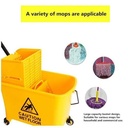 20L Mop Bucket Side Press Wringer Cleaning Commercial Mop Bucket On Wheels (Yellow, Plastic Wheel)