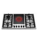 Stainless Steel Gas Electric Hob, built in cook top 5 burner gas cooker