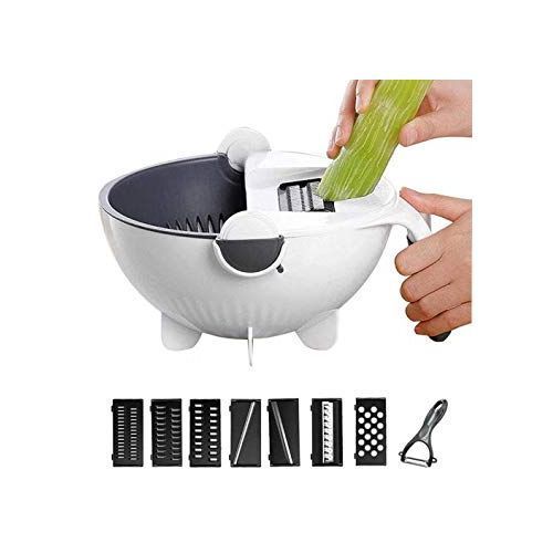 9 In 1 Multi Functional Wet Basket Chopper, Grater And Slicer-White.